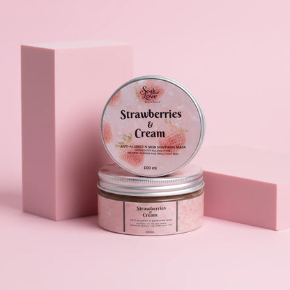 Anti-allergy hydrating face mask with strawberry-inspired packaging.