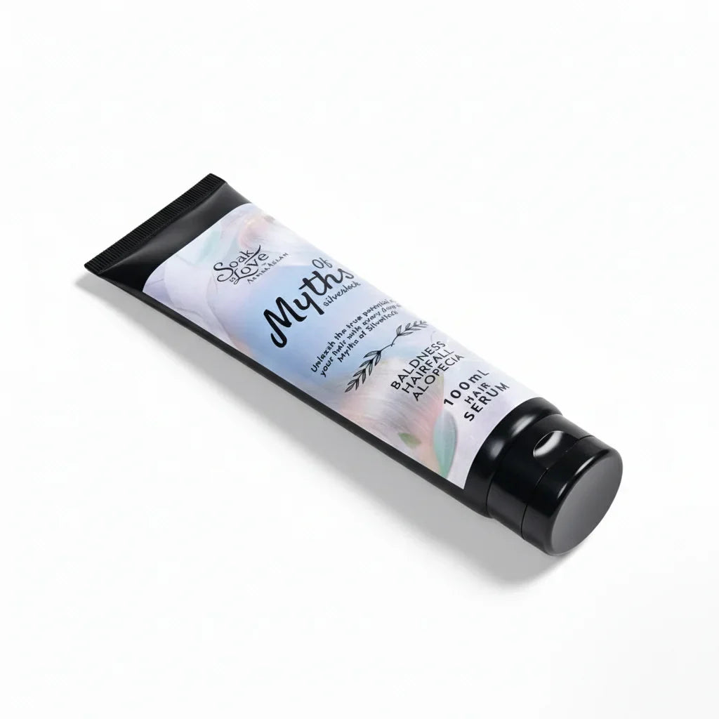 Anti hair fall hair serum tube on white background.