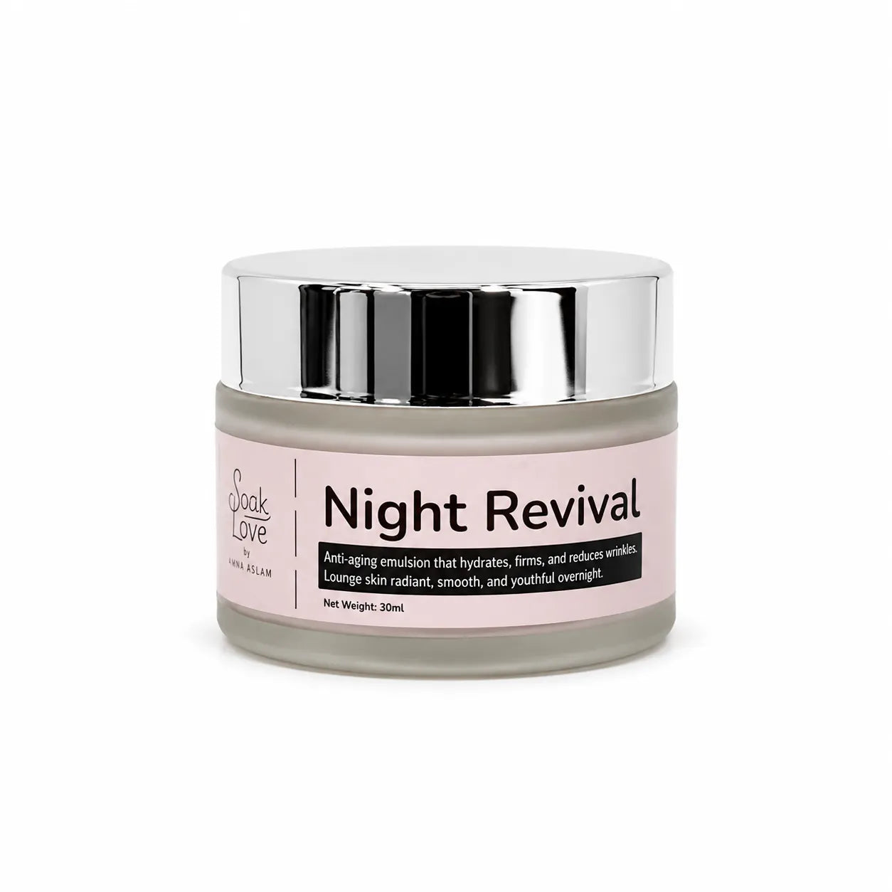 Hydrating Night Revival face cream in a premium skincare jar.