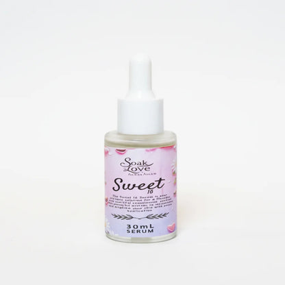 Hydrating Soak in Love Sweet 16 skincare serum with dropper bottle.