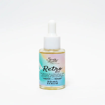 Retro Girl rejuvenating facial serum with dropper bottle.