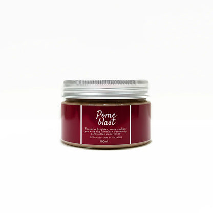 Soak in Love Pome Blast Detanning Skin Exfoliator 100ml in a premium skincare jar.