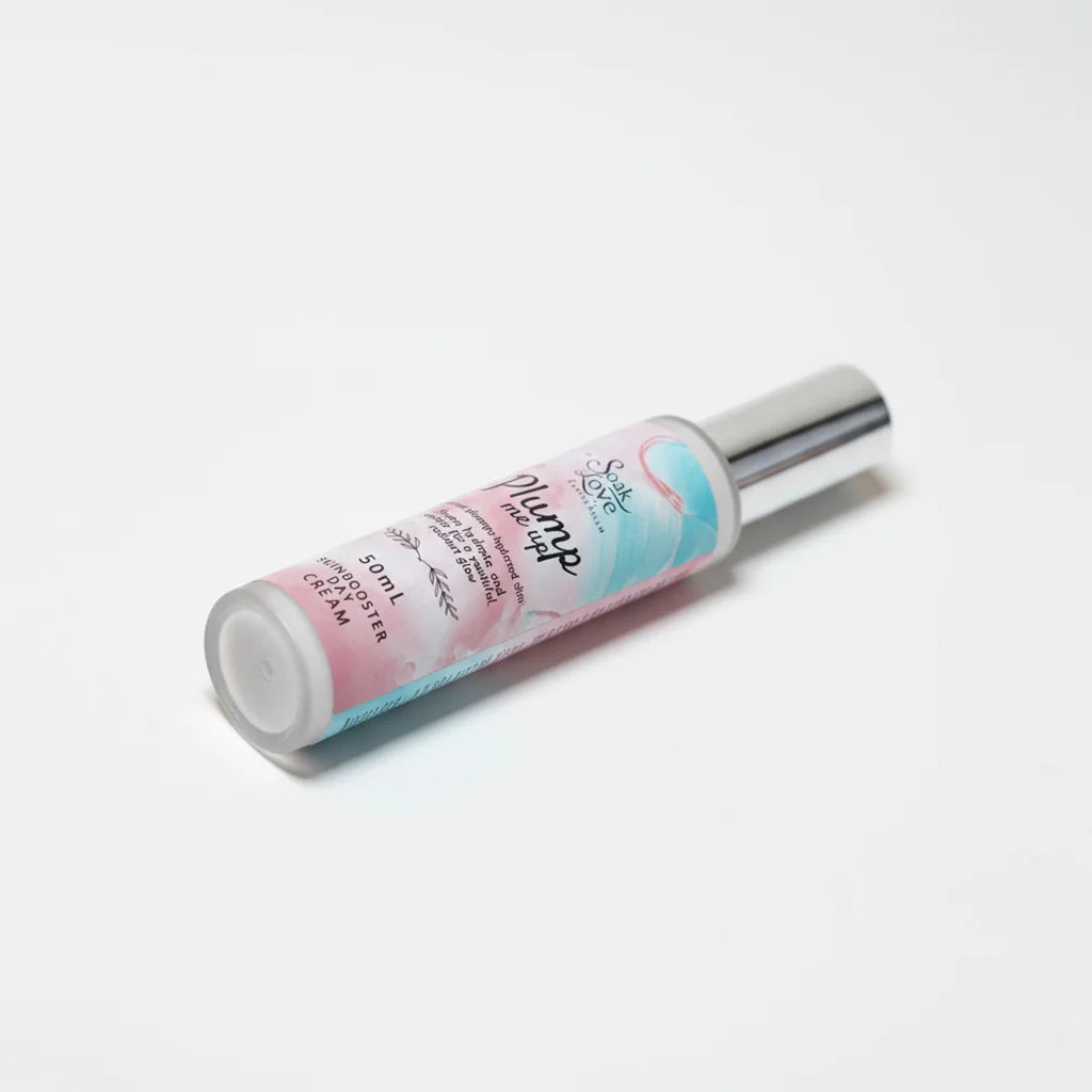 Soak in Love skin booster day cream with elegant pump bottle.