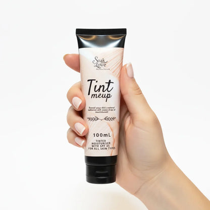 Soak Love Tint Me Up hydrating face tint in a 100ml tube with natural coverage.